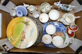 A mixed collection of items to include: early Imari type cups, Dutch Cow Creamers, Royal Doulton