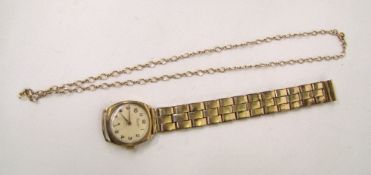 An Everite 9ct gold cased watch: on a rolled gold expanding strap, together with a 5.2g 9ct gold