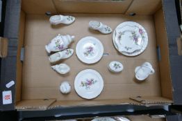 A collection of Royal Albert Moss Rose Patterned Novelty items to include: shoes, lidded pots,