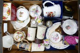 A mixed collection of items to include: Royal Albert Old Country Rose Boxed lidded pot, Modern