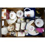 A mixed collection of items to include: Royal Albert Old Country Rose Boxed lidded pot, Modern