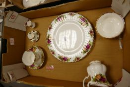 A collection of Royal Albert Old Country Rose items to include: miniatures, cream & sugar, dinner