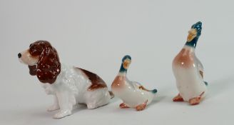 Pottery Animal figures including ducks & dogs(3):