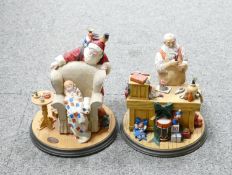 Norman Rockwell's Santa Claus Workshop Pottery Figurine & Christmas Dream, height 14cm(2)