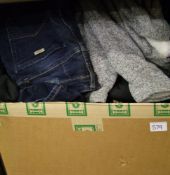 A large quantity of used clothing: Armani Xchange jeans, Guess items etc
