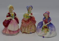 Royal Doulton Small Lady figures: Valerie Hn2107, Cissie HN1809 & Monica HN1467(3)