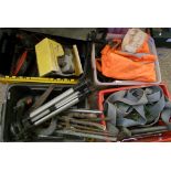 A large quantity of hand tools and power tools: clamps, drills, saws, spanners etc (4 trays).