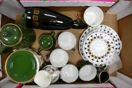 A mixed collection of item to include: Mid century John Russell Black Velvet Hostess Ware part tea