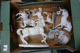 A mixed collection of items to include: Princetons china unicorns, Leonnardo Collection Fairground