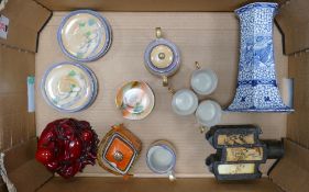 A mixed collection of items to include: Oriental Egg shell tea ware, Adams Blue & white oriental