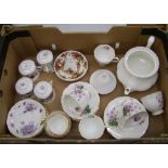 A mixed collection of tea/coffee ware: Hammersley Victorian Violets coffee cups and saucers, 5 x