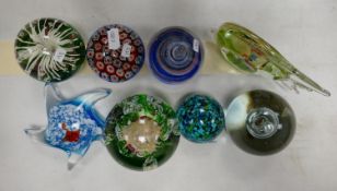 A collection of Glass Paperweights & ornaments: