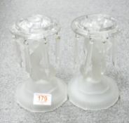 Frosted Glass Candlesticks: in form of fish with glass droppers, height 20cm(2)