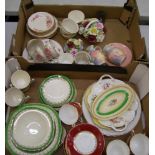 A mixed collection of ceramics: Wood's pink floral trio's, Alfred Meakin Dessert bowls, posy baskets