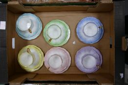 A collection of Royal Albert Rainbow Patterned trio's: six sets