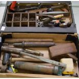 A mixed collection of vintage tools: chisels, planes (Stanley, Plane Master) hammer etc (2 trays).