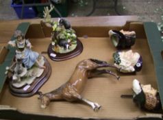Beswick brown horse: 701 together with three small Royal Doulton character jugs Athos, Aramis ,