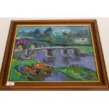 A framed oil on board by James Lawrence Isherwood: size excluding frame 43.5cm 34.5cm, depicting two