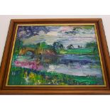 A framed oil on board by James Lawrence Isherwood: size excluding frame 41.5cm x 34cm, possibly