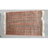 Pakistan Bokhara Patterned Tasseled Rug: 153 x 93cm