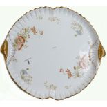 Large Aynsley Poppy Design Handled Tray: diameter at widest Point 42cm