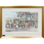 E.R. Sturgeon signed limited edition plate The Grape Harvest Gilt framed 44cm x 69cm