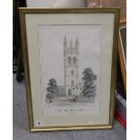 Early Large Lithograph: Saint Mary Magdalen College Chapel: Charles Wickes, 51 x 32cm