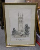 Early Large Lithograph: Saint Mary Magdalen College Chapel: Charles Wickes, 51 x 32cm