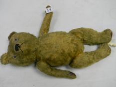 Early 20th Century Hay Filled Teddy Bear: repairs noted, height 52cm
