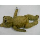 Early 20th Century Hay Filled Teddy Bear: repairs noted, height 52cm