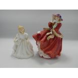 Royal Doulton Lady Figures Top O the Hill HN1834: together with small figure With Love 2(2)