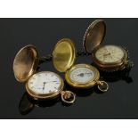 Thomas Russell gold plated full hunter gents pocket watch: Winds and ticks. Together with overseas