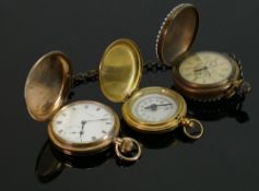 Thomas Russell gold plated full hunter gents pocket watch: Winds and ticks. Together with overseas