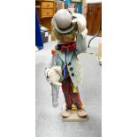 1950's Mid Century Bub Nistis Barcelona Handmade Felt Clown Playing Saxophone: height 63cm
