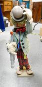 1950's Mid Century Bub Nistis Barcelona Handmade Felt Clown Playing Saxophone: height 63cm
