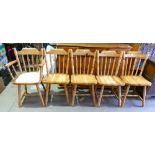 Modern Pine Set of 5 Dinning Chairs: including 1 carver