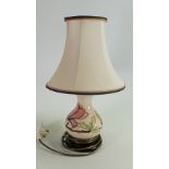 Moorcroft Pink Magnolia on Cream Ground small lamp base: height to top of fitting 25cm, with shade