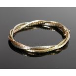 9ct gold 3 colour bracelet: Weight 16.7g.