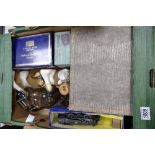 A mixed collection of items to include: boxed Tri Ang train, Pottery figures, cased cutlery etc
