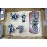 A collection of Large Heavy Evergreen Collection Pewter Figures to include: Poachers, Wheelwright,