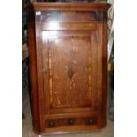 Georgian Corner Cupboard: height 127cm and 82cm width at widest point with single drawer