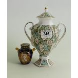 Aynsley Lidded Vase: together with similar Commemorative Vase, height of tallest 23cm(2)