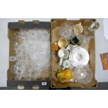 A mixed collection of item to include: quality cut glass crystal, decanter, pottery tankards and
