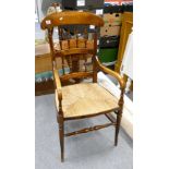 Larger size 19th century spindle back rush seated chair: