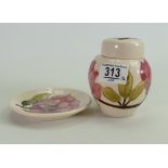 Moorcroft Pink Magnolia on Cream Ground small ginger jar & coaster: height of tallest 11cm(2)