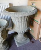 Antique style cast Stone large garden urn: D59 x H75cm. (couple small chips to base edge and minor