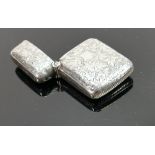 Hallmarked silver vesta case bearing hallmarks for Birmingham 1888: Weight 20.0 g. No initials &