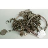Silvered heavy overseas jewellery with middle eastern coins etc: Tested as NOT being sterling