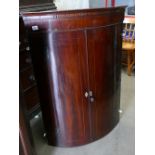 Victorian Bow Fronted Corner Cupboard: height 117cm and 81cm width at widest point