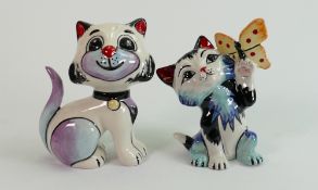 Two x Lorna Bailey Cats: One with a butterfly